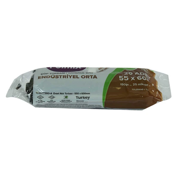 Torbası Orta Boy 55X60Cm 150Gr 25Mikron 30Lt Siyah Rulo 20 Adet ürün görseli 1