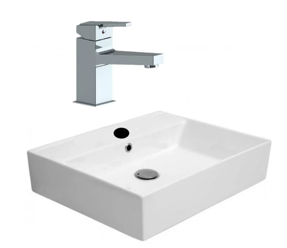 ALVİT 38*50 Tezgah Üstü Setüstü Lavabo 38*50 Cm GPD Ritmo Lavabo Bataryası MLB85 ürün görseli 1