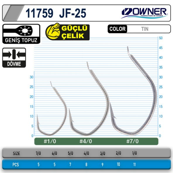 Owner 11759 Jigger Light Hold Jig İğnesi - 7/0 - Resim 2