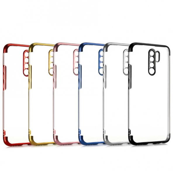 Xiaomi Redmi 9 Kılıf İnce Köşeleri Renkli Şeffaf Silikon ürün görseli 1