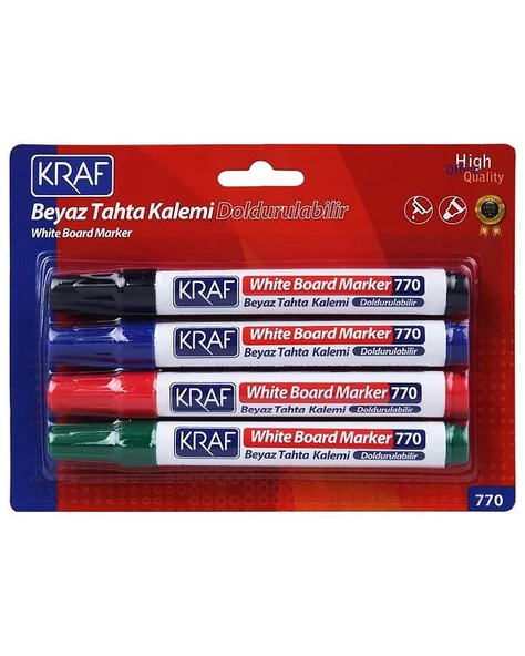Kraf Beyaz Tahta Kalemi Doldurulabilir 4 Renk ürün görseli 1