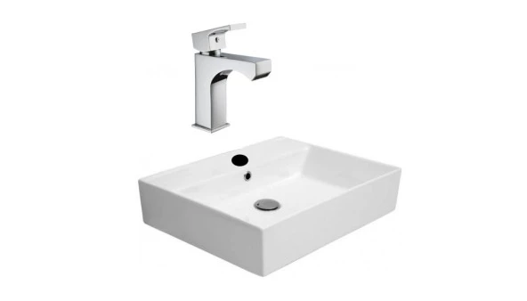 ALVİT 38*50 Tezgah Üstü Setüstü Lavabo 38*50 Cm GPD Fuego Lavabo Bataryası MLB105 ürün görseli 1