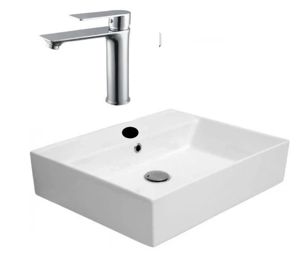 ALVİT 38*50 Tezgah Üstü Setüstü Lavabo 38*50 Cm GPD Provido Lavabo Bataryası MLB156 ürün görseli 1