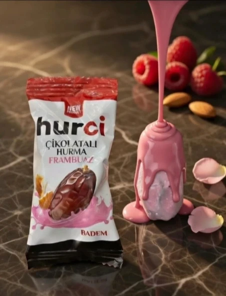 HURCİ FRAMBUAZLI, ÇİKOLATA KAPLI BADEMLİ HURMA 1000 GR ürün görseli 1
