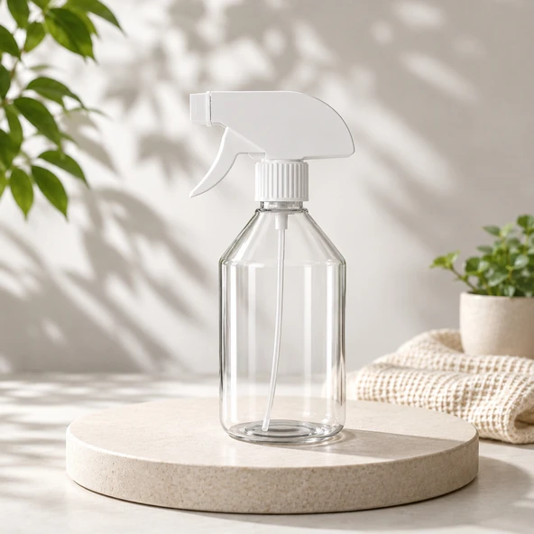 Şeffaf Cam Görünümlü (1 Adet) 500 ml 20 cm Çok Amaçlı Sprey Şişesi Kuaför Bitki Temizlik Püskürtme ürün görseli 1