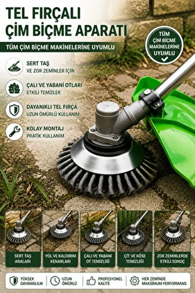 Tırpan Köşe Temizleme Tel Fırça 8" TA013 – Çelik Telli Tırpan Başlığı ürün görseli 1