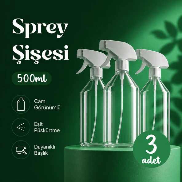 (3 Adet) 500 ml Şeffaf Fısfıs Şişesi 20 cm Kimyasala Dayanıklı Çok Amaçlı Boş Sprey Kuaför Bitki ürün görseli 1
