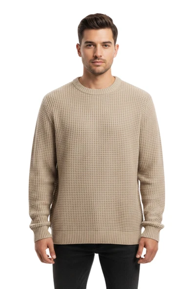 JJenick Knit Crew Neck Noos Erkek Kahverengi Kazak - 12211275 ürün görseli 1