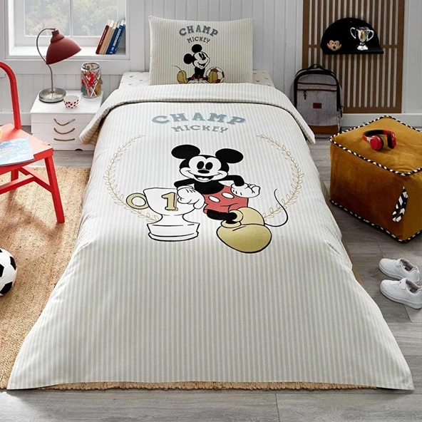 Özdilek Mickey Mouse Champ Tek Kişilik Disney Lisanslı Lastikli Çarşaf Çocuk Pike Takımı ürün görseli 1
