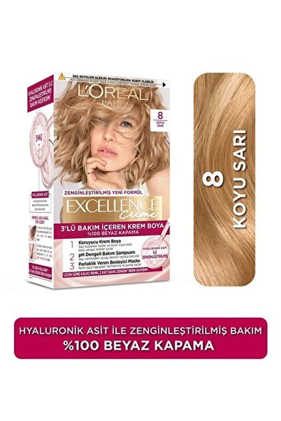 Loreal Paris 8 Koyu Sarı Saç Boyası - Resim 2
