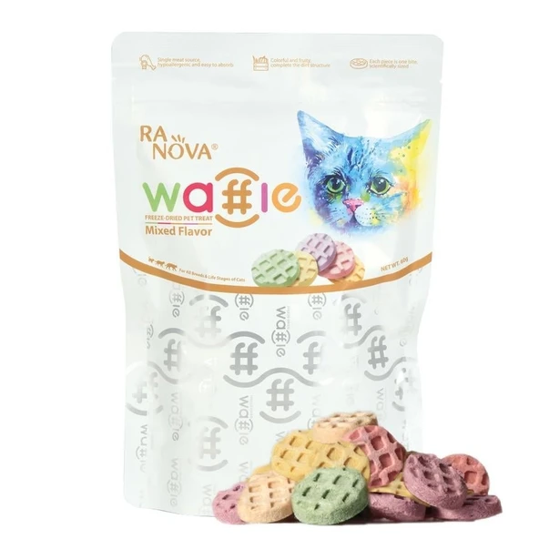 Ranova Kediler İçin Dondurularak Kurutulmuş Etli Waffle Kedi Ödül Maması 60gr ürün görseli 1