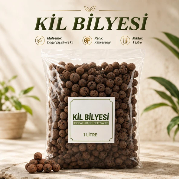 (1 Litre) Doğal Kil Bilyesi Saksı Altı Drenaj Katmanı ve Dekoratif Toprak Örtüsü LECA Misket Kil ürün görseli 1