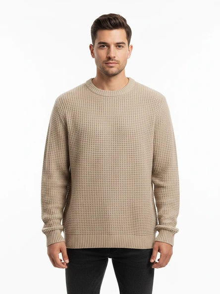 JJenick Knit Crew Neck Noos Erkek Kahverengi Kazak - 12211275 ürün görseli 1