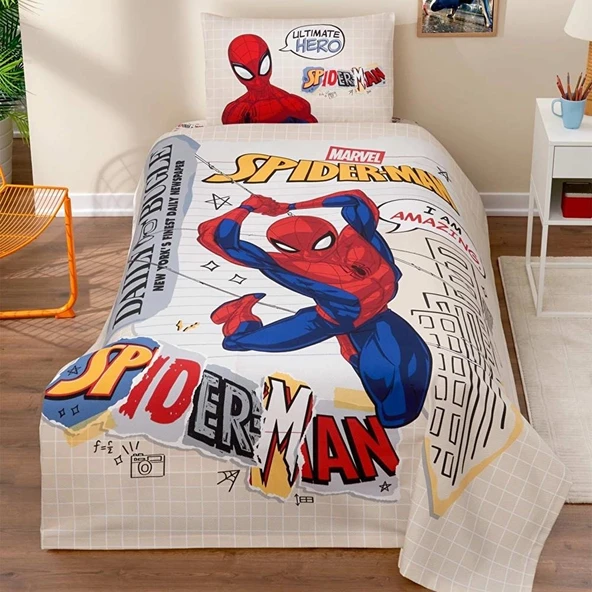 Özdilek Spiderman Web Slinger Tek Kişilik Lisanslı Lastikli Çarşaf Çocuk Pike Takımı ürün görseli 1