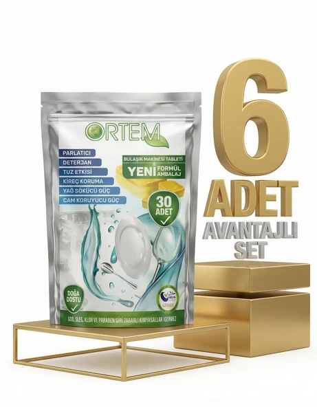 Ortem Bulaşık Makinesi Tableti 6x30lu ürün görseli 1