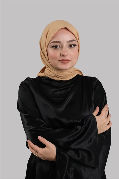 Koyu Bej Düz Klasik Eşarp İtalyan Dikişli Pamuk Caz Sade 202210_44 ürün görseli 1