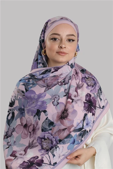 Pudra Zera Şal Koleksiyon İtalyan Dikişli Mucize Kumaş Çiçek Desenli 202133_06 ürün görseli 1
