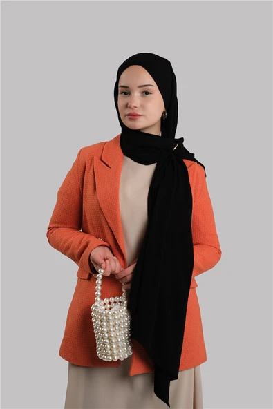 Siyah Düz Klasik Şal İtalyan Dikişli Relax Kumaş Sade 202128_01 ürün görseli 1