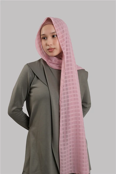 Gül Kurusu Pratik Hazır Geçmeli Şal Desenli Şifon Hijab Boneli 2415_18 ürün görseli 1