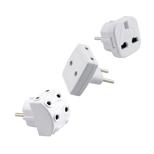 Adaptör Seti T Golyat + 5'li Fiş + İngiliz Fişi Beyaz Seyahat Priz Çevirici Dönüştürücü ürün görseli 1