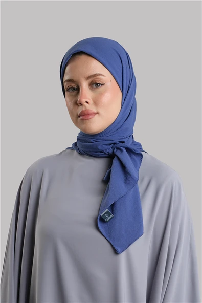 Saks Mavisi Düz Klasik Eşarp İtalyan Dikişli Relax Kumaş Sade 202209_24 ürün görseli 1