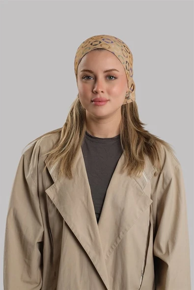 Sütlü Kahve Pratik Hazır Geçmeli Buff Bandana Sandy Geometrik Desenli Boru Bone 2416_26 ürün görseli 1