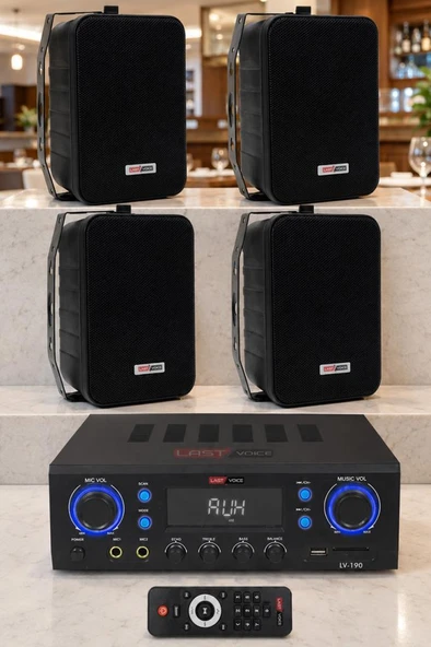 Lastvoice Black Wall Small Paket-2 Hoparlör ve Anfi Ses Sistemi Seti (1 ANFİ + 4 HOPARLÖR) ürün görseli 1