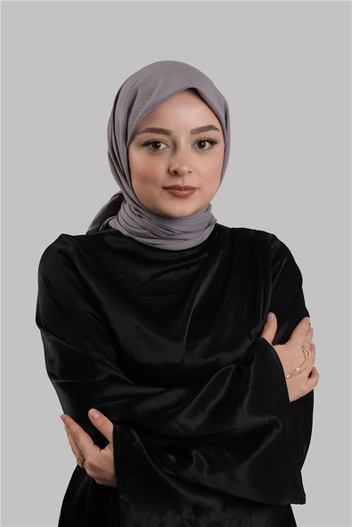 Antrasit Düz Klasik Eşarp İtalyan Dikişli Pamuk Caz Sade 202210_25 ürün görseli 1