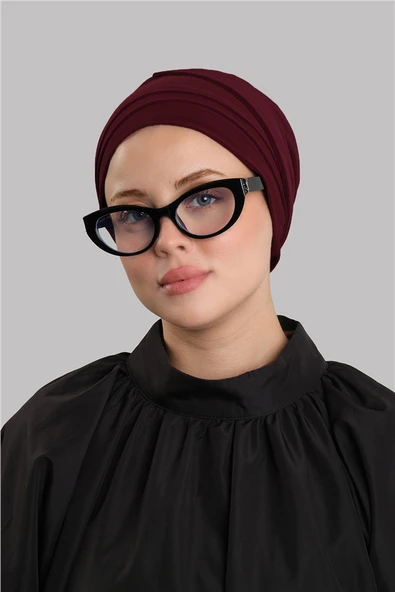 Bordo Versa Kuyruklu Pratik Tesettür Bone Sandy Büzgülü 2515_16 ürün görseli 1