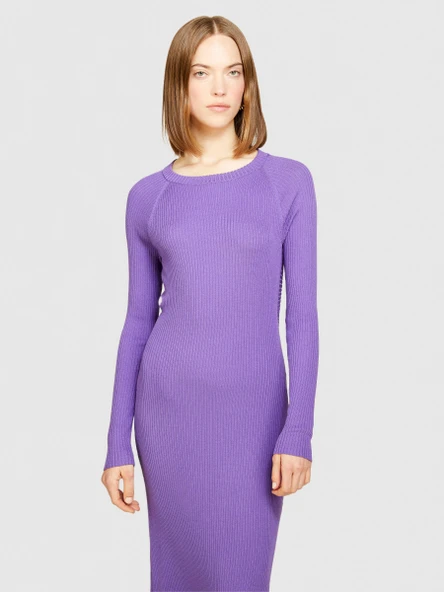 Viskoz Karışımlı Geniş Yaka Reglan Kol Uzun Elbise Kadın 3M1 Elbise - 324P1B7YMV00M ürün görseli 1