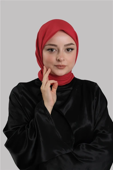 Kırmızı Düz Klasik Eşarp İtalyan Dikişli Pamuk Caz Sade 202210_31 ürün görseli 1