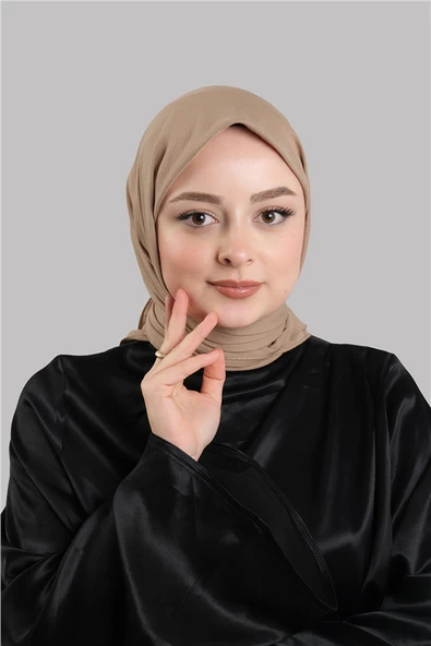 Açık Kahve Düz Klasik Eşarp İtalyan Dikişli Pamuk Caz Sade 202210_47 ürün görseli 1