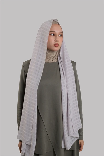 Taş Pratik Hazır Geçmeli Şal Desenli Şifon Hijab Boneli 2415_46 ürün görseli 1