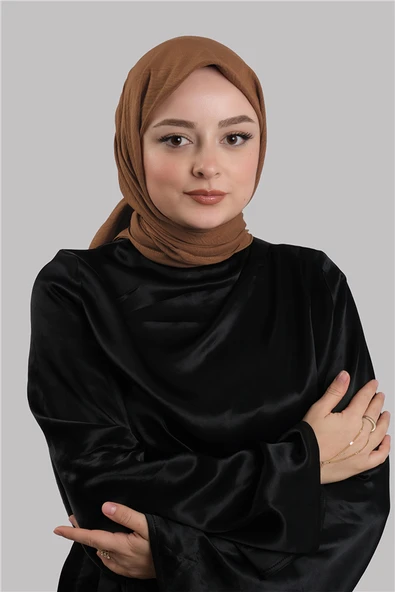 Taba Düz Klasik Eşarp İtalyan Dikişli Pamuk Caz Sade 202210_33 ürün görseli 1