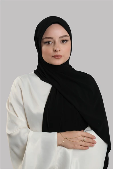 Siyah Pratik Hazır Geçmeli Şal Sandy Önü Süngerli 2412_01 ürün görseli 1