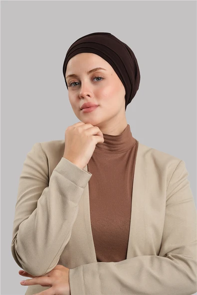 Kahve Versa Kuyruklu Pratik Tesettür Bone Sandy Büzgülü 2515_14 ürün görseli 1