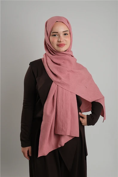 Pembe Düz Klasik Ria Şal İtalyan Dikişli Pamuk Caz Sade 202130_04 ürün görseli 1