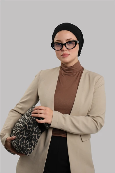 Siyah Versa Kuyruklu Pratik Tesettür Bone Sandy Büzgülü 2515_01 ürün görseli 1