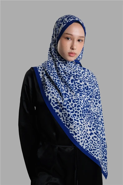 Lacivert Zera Şal Koleksiyon İtalyan Dikişli Mucize Kumaş Leopar Desenli 202134_02 ürün görseli 1