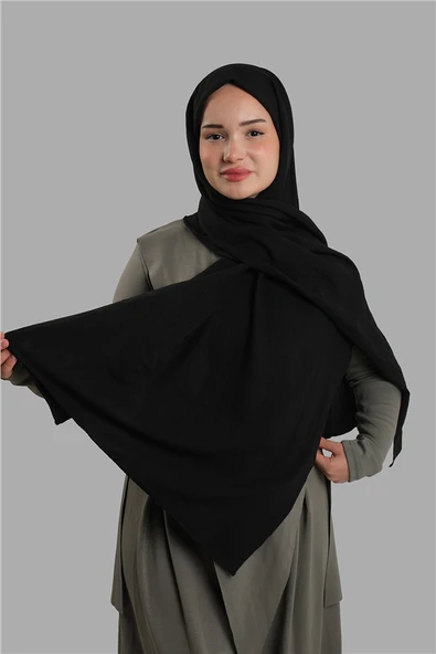 Siyah Düz Klasik Ria Şal İtalyan Dikişli Pamuk Caz Sade 202130_01 ürün görseli 1