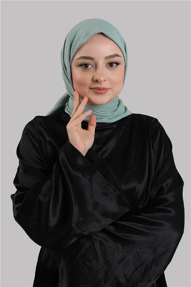 Çağla Yeşili Düz Klasik Eşarp İtalyan Dikişli Pamuk Caz Sade 202210_32 ürün görseli 1