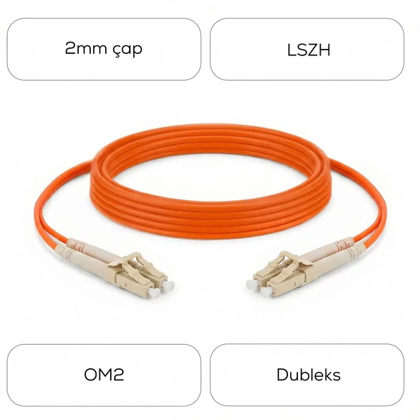 Alfafonet SC/PC-SC/PC Multimode OM2 Dupleks 3 Metre Fiber Patch Cord - Resim 4