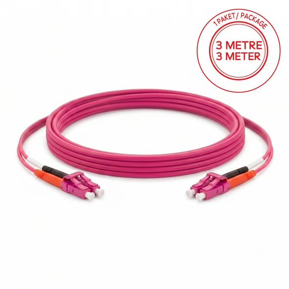 Alfafonet LC/PC-LC/PC Multimode OM4 Dupleks 3 Metre Fiber Patch Cord ürün görseli 1