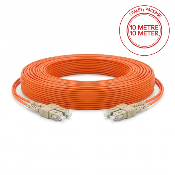 Alfafonet SC/PC-LC/PC Multimode OM2 Dupleks 10 Metre Fiber Patch Cord ürün görseli 1