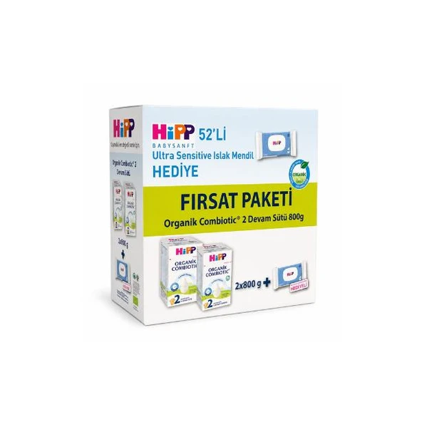 Hipp 2 Organik Devam Sütü Combiotic 800 gr x 2 Adet (Islak Mendil Hediye) ürün görseli 1