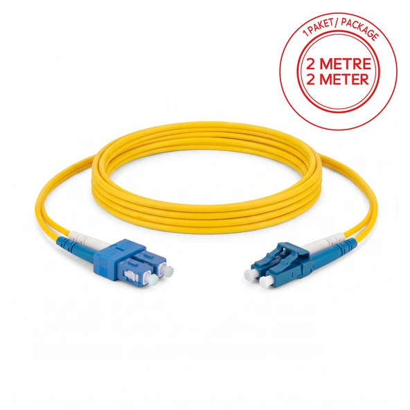 Alfafonet SC/UPC-LC/UPC Singlemode Dupleks 2 Metre Fiber Patch Cord ürün görseli 1