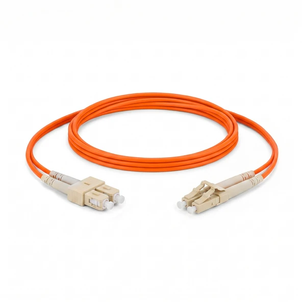 Alfafonet SC/PC-LC/PC Multimode OM2 Dupleks 1 Metre Fiber Patch Cord - Resim 2