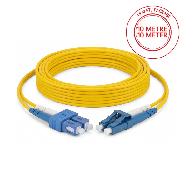 Alfafonet SC/UPC-LC/UPC Singlemode Dupleks 10 Metre Fiber Patch Cord ürün görseli 1