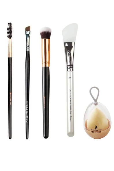 5li Makyaj Seti Makyaj süngeri Eyeliner Oval Yapılı Kapatıcı Silikon Maske Kaş Kirpik Tarama Fırçası ürün görseli 1