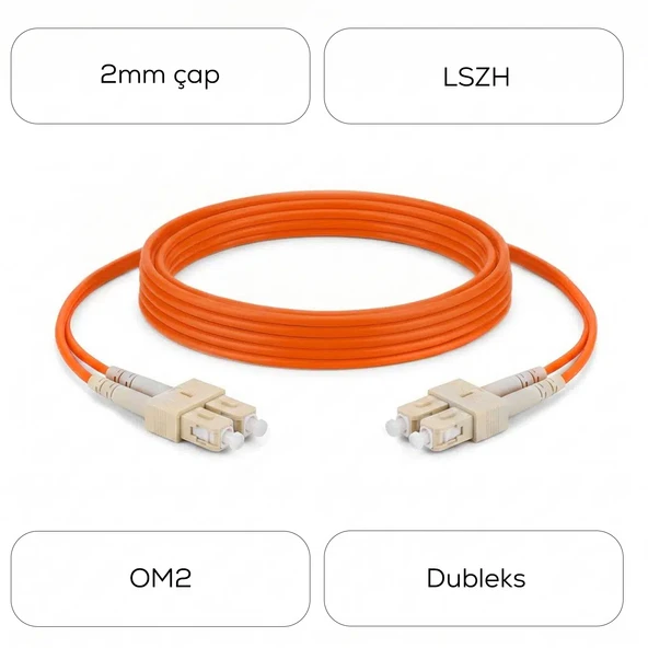 Alfafonet SC/PC-SC/PC Multimode OM2 Dupleks 5 Metre Fiber Patch Cord - Resim 4